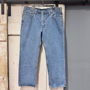 Men's Carhartt Blue Jeans Work Pants 38x30 B480 DPS Traditional Fit EUC‎ - 2